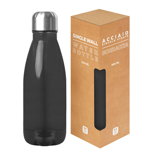 Borraccia in acciaio personalizzata da 500 ml GLOSSY BOTTLE 500 PPC411 - Nero