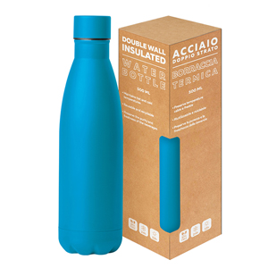 Borraccia termica personalizzata da 500 ml STEEL MAT BOTTLE 500 FLAT PPC416 - Azzurro