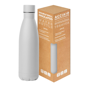 Borraccia termica personalizzata da 500 ml STEEL MAT BOTTLE 500 FLAT PPC416 - Bianco