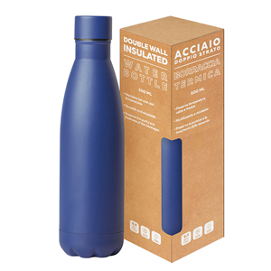 Borraccia termica personalizzata da 500 ml STEEL MAT BOTTLE 500 FLAT PPC416 - Blu