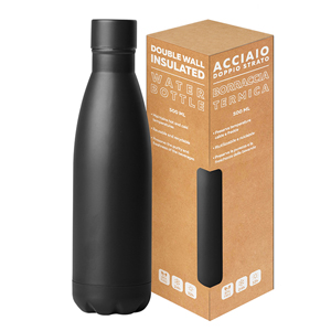 Borraccia termica personalizzata da 500 ml STEEL MAT BOTTLE 500 FLAT PPC416 - Nero