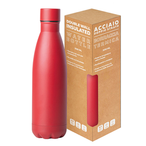 Borraccia termica personalizzata da 500 ml STEEL MAT BOTTLE 500 FLAT PPC416 - Rosso