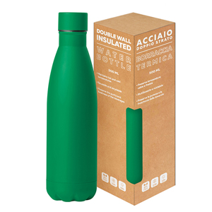 Borraccia termica personalizzata da 500 ml STEEL MAT BOTTLE 500 FLAT PPC416 - Verde