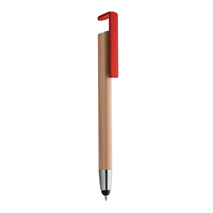 Penna in bamboo con gadget smartphone BAMBOO STAND PPD505 - Rosso