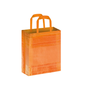 Shopper in tnt laminato effetto striato cm 23x30x10 MEDIUM STRIPES PPG127 - Arancio