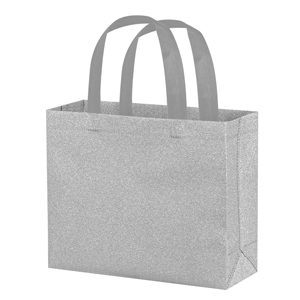 Shopping bag in tnt laminato glitterato cm 35x40x12 GLITTER 2 PPG139 - Silver