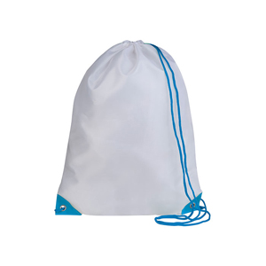 Zainetto a sacca personalizzato in poliestere PLAY PPG280 - Bianco - Azzurro