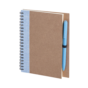 Quaderno a spirale con copertina in paglia di fruumento e penna NATURAL NOTES PPH611 - Blu