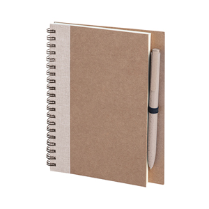 Quaderno a spirale con copertina in paglia di fruumento e penna NATURAL NOTES PPH611 - Marrone