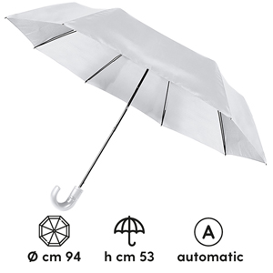 Ombrello pieghevole automatico DAMP PPL131 - Bianco