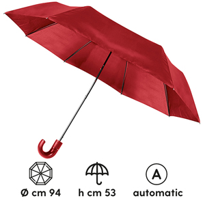 Ombrello pieghevole automatico DAMP PPL131 - Rosso