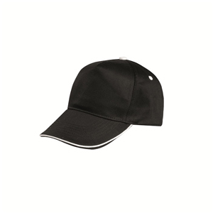 Cappellino personalizzato in cotone 5 pannelli BASEBALL PPM108 - Nero