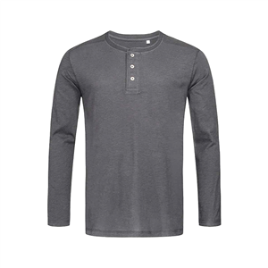 Maglia promozionale manica lunga 3 bottoni in cotone 140 gr Stedman SHAWN HENLEY ST9460 - Slate Grey