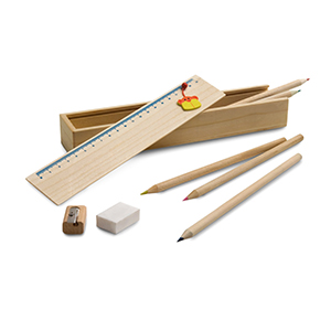 Set da disegno fornito in scatola di legno DOODLE STR91756 - Naturale chiaro