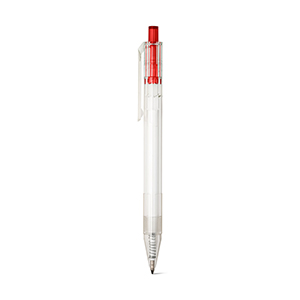 Penna a sfera in rpet con pulsante scatto colorato HARLAN STR91794 - Rosso