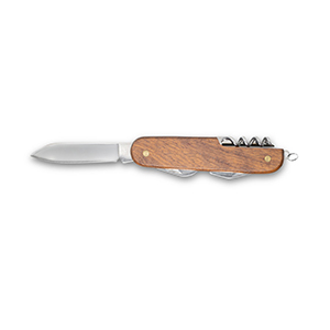 Coltello tascabile multifunzione in acciaio inox e legno BELPIANO STR94159 - Naturale