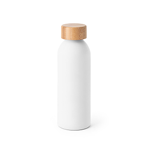 Bottiglia in alluminio con coperchio in bamboo 550 ml QUETA STR94250 - Bianco