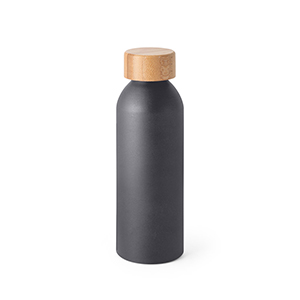 Bottiglia in alluminio con coperchio in bamboo 550 ml QUETA STR94250 - Grigio scuro