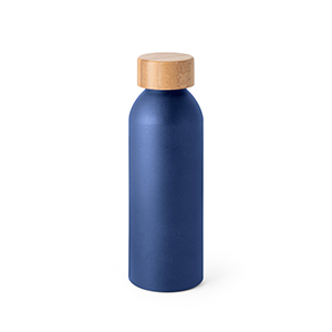 Bottiglia in alluminio con coperchio in bamboo 550 ml QUETA STR94250 - Blu scuro