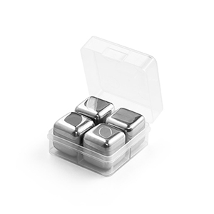 Set di cubi ghiaccio riutilizzabili in acciaio inox GLACIER STR94252 - Cromato