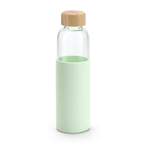 Borraccia in vetro borosilicato e bamboo 600 ml DAKAR STR94699 - Verde chiaro