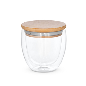 Bicchiere termico in vetro e bamboo 250 ml ECUADOR 250 STR94766 - Naturale