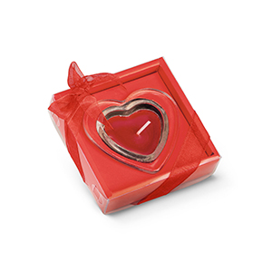 Candela a forma di cuore e base in vetro SWEET STR95817 - Rosso