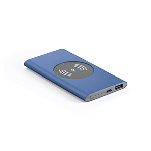 Batteria portatile e caricatore wireless in alluminio 4.000 mah CASSINI STR97078 - Blu
