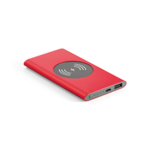 Batteria portatile e caricatore wireless in alluminio 4.000 mah CASSINI STR97078 - Rosso