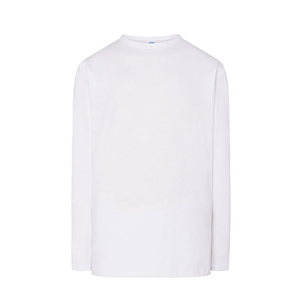 T shirt pubblicitaria uomo con maniche lunghe bianca in cotone 155gr JHK REGULAR LONG SLEEVES TSRA150LS-B - Bianco