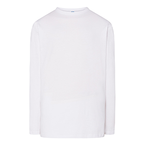 T shirt pubblicitaria uomo con maniche lunghe bianca in cotone 155gr JHK REGULAR LONG SLEEVES TSRA150LS-B - Bianco