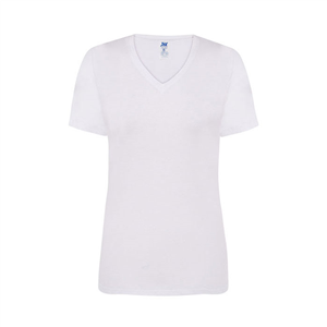 Maglietta promozionale da donna bianca collo a V in cotone 145gr JHK REGULAR V-NECK TSRLCMFP-B - Bianco