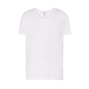 T shirt personalizzabile da uomo con scollo a V bianca in cotone 160gr JHK URBAN V-NECK TSUAPICO-B - Bianco