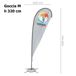 Bandiera personalizzata misura 102x320cm con struttura GOCCIA M ZP20120 - Goccia