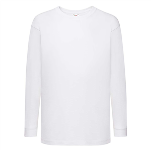 Maglia personalizzabile da bambino maniche lunghe in cotone bianco 170gr Fruit of the Loom KIDS VALUEWEIGHT LONG SLEEVE T 610070-WH