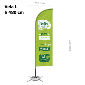 Bandiera personalizzata misura 75x480cm con struttura VELA L ZP20131