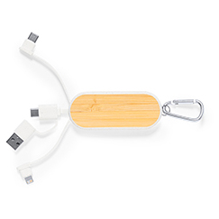 Cavetto adattatore personalizzato in fibra di grano e bambù con Micro USB, Tipo C e Lightning ABBY