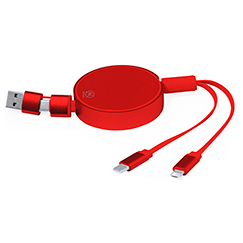 Cavo di ricarica estensibile personalizzato in alluminio riciclato con Micro USB, Tipo C e Lightning FREUD