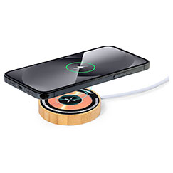 Caricatori wireless personalizzati, in bamboo con superficie trasparente, MING