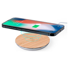 Caricatore wireless personalizzato, in alluminio riciclato e bamboo, SUTMY