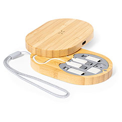 Set per smartphone personalizzato, in bamboo, con caricatore wireless e cavetti, ELIOT