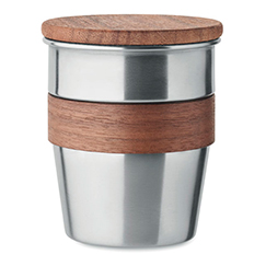 Bicchiere personalizzato in acciaio riciclato e legno da 350 ml WALNUT