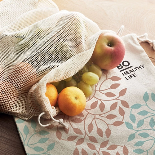 sacchetti personalizzati riutilizzabili per la spesa di frutta e verdura